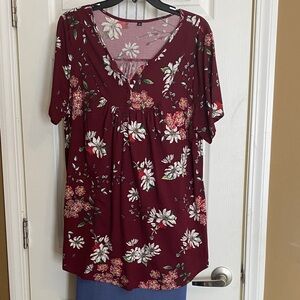 Floral Burgundy Women's Top